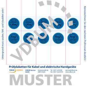 Kabelprüfplaketten 2026, 25x57mm 256